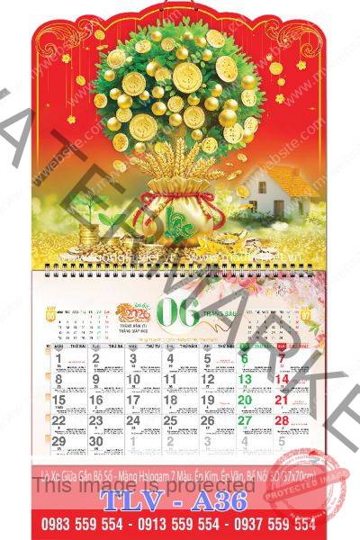 Lịch lò xo giữa 13 tờ Kim Tiền Tài Lộc