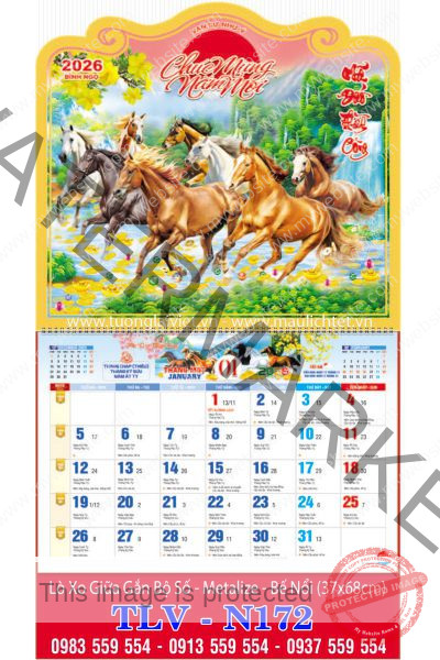 Lịch lò xo giữa 13 tờ Phúc An Khang