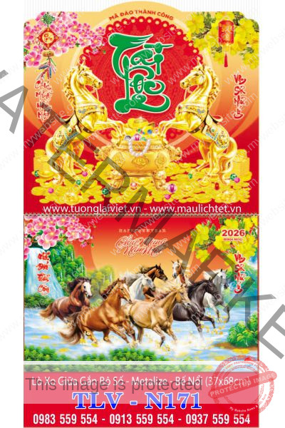 Lịch lò xo giữa 13 tờ Xuân Tài Lộc