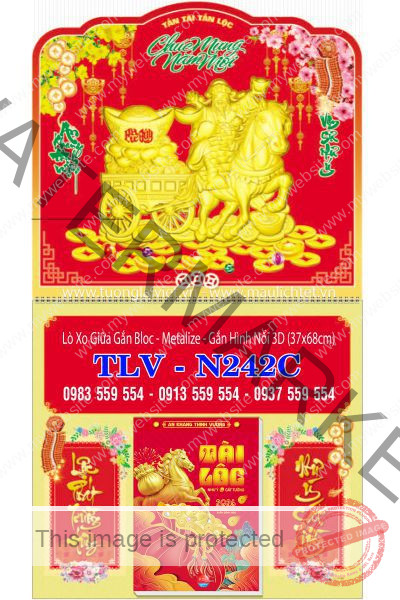 Lịch lò xo giữa dán nổi Phát Tài